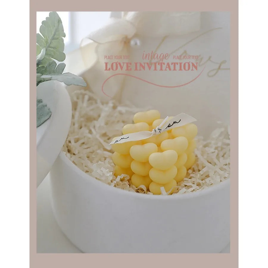 Pastel Heart Cube Soy Wax Candle – Sculptural Decor & Gift - candletown.net