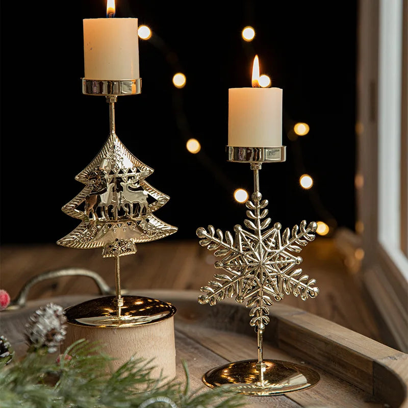 Christmas Metal Tealight Holders – Star, Snowflake & Elk