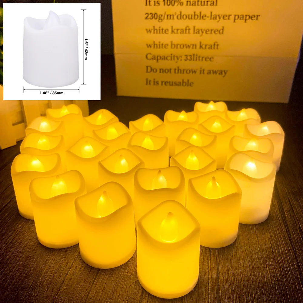 24-Pack Flickering LED Tea Light Candles – Remote & Flameless Decor - candletown.net