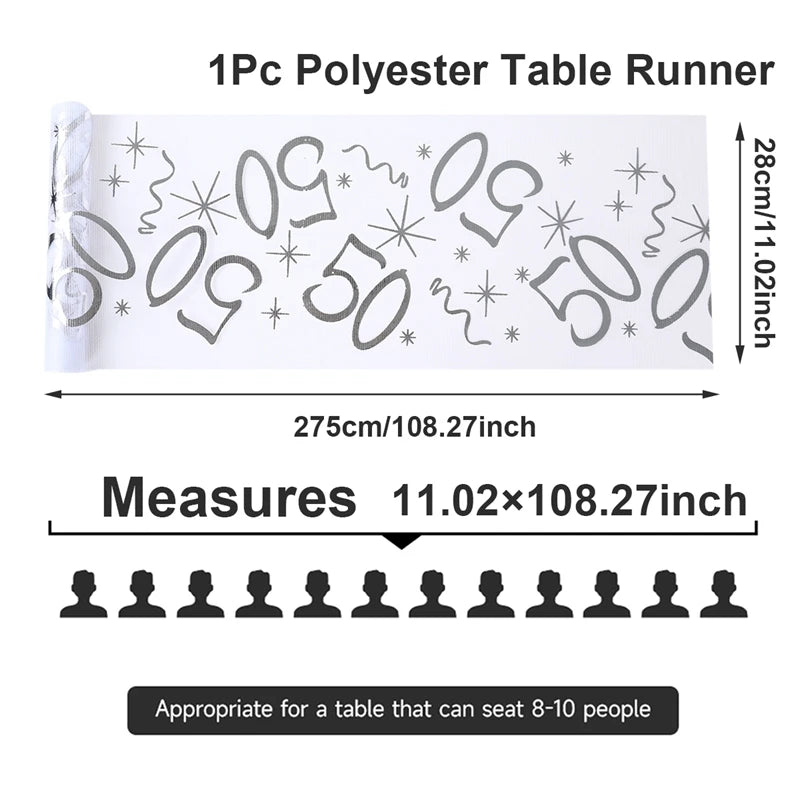 Birthday Table Runner – Gold, Silver & Black - candletown.net