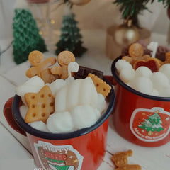 Handmade Christmas Mug Candle – Gingerbread Man & Marshmallow - candletown.net