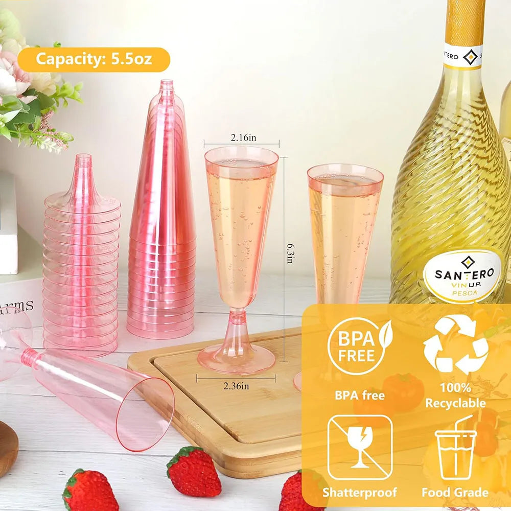 Disposable Champagne Glasses with Gold Rim - candletown.net