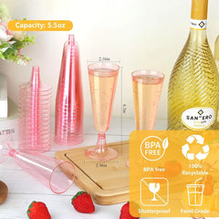 Disposable Champagne Glasses with Gold Rim - candletown.net