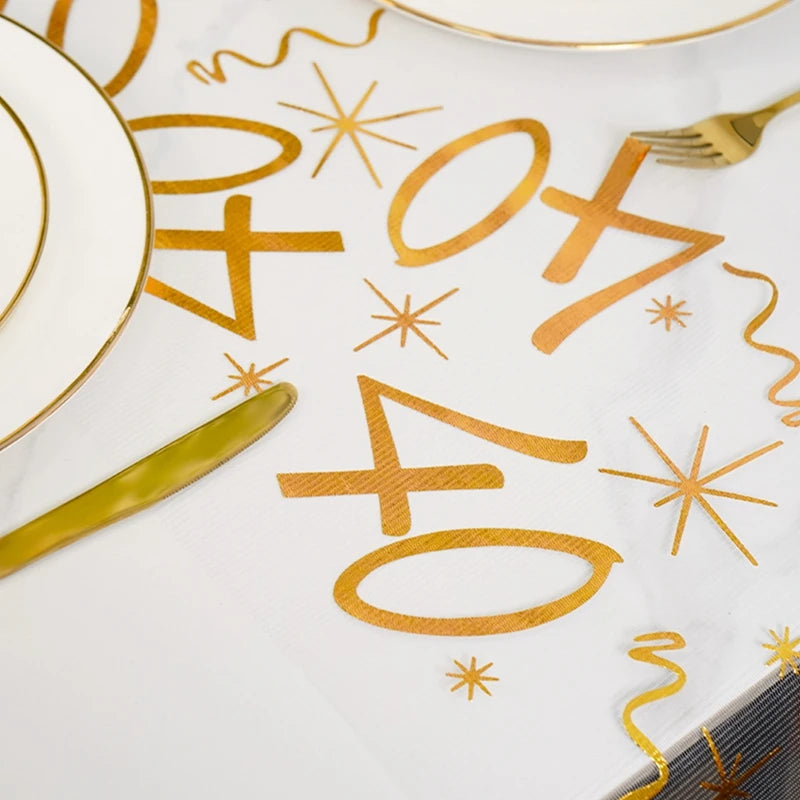 Birthday Table Runner – Gold, Silver & Black - candletown.net