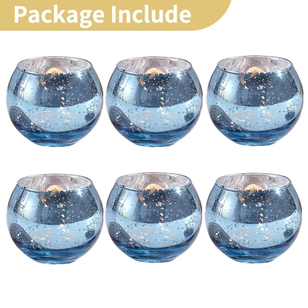 Reflective Glass Votive Candle Holders (Set of 6 or 12)
