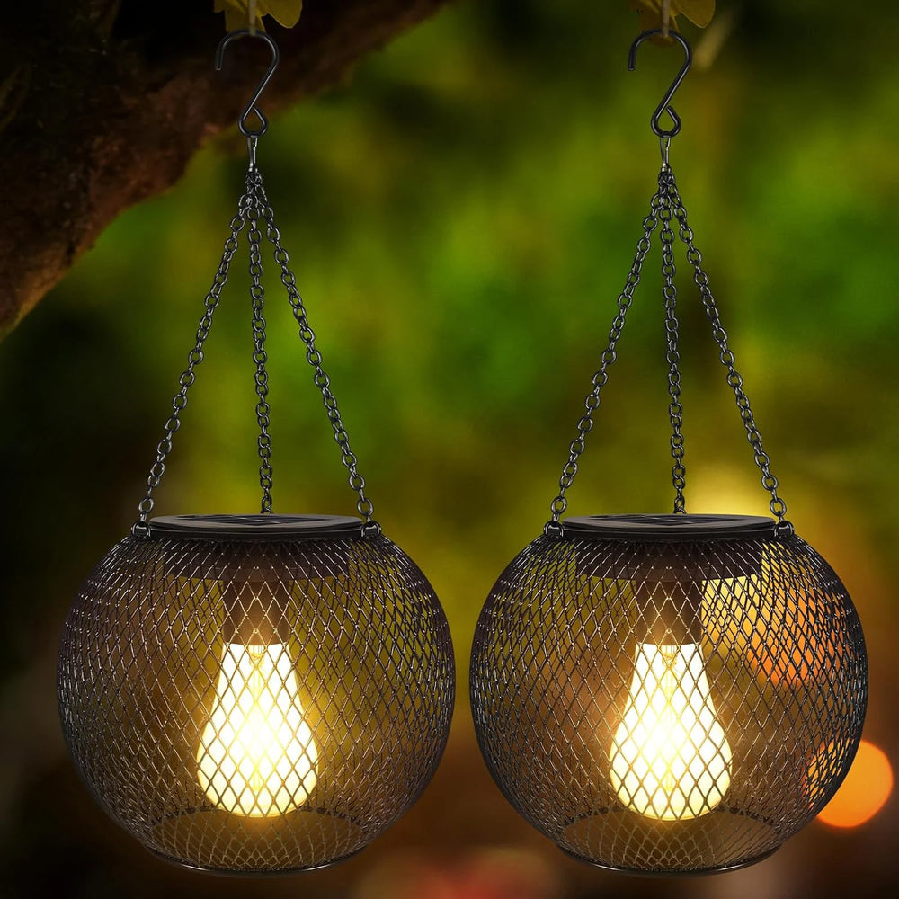 Outdoor Solar Grid Lantern – Waterproof Hanging Lamp - candletown.net