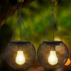 Outdoor Solar Grid Lantern – Waterproof Hanging Lamp - candletown.net