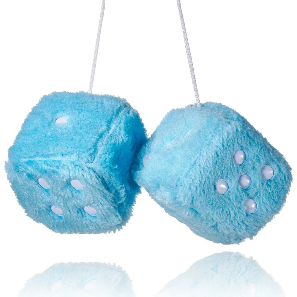 Retro 90s Fuzzy Dice – Plush Hanging Car Mirror Dice - candletown.net