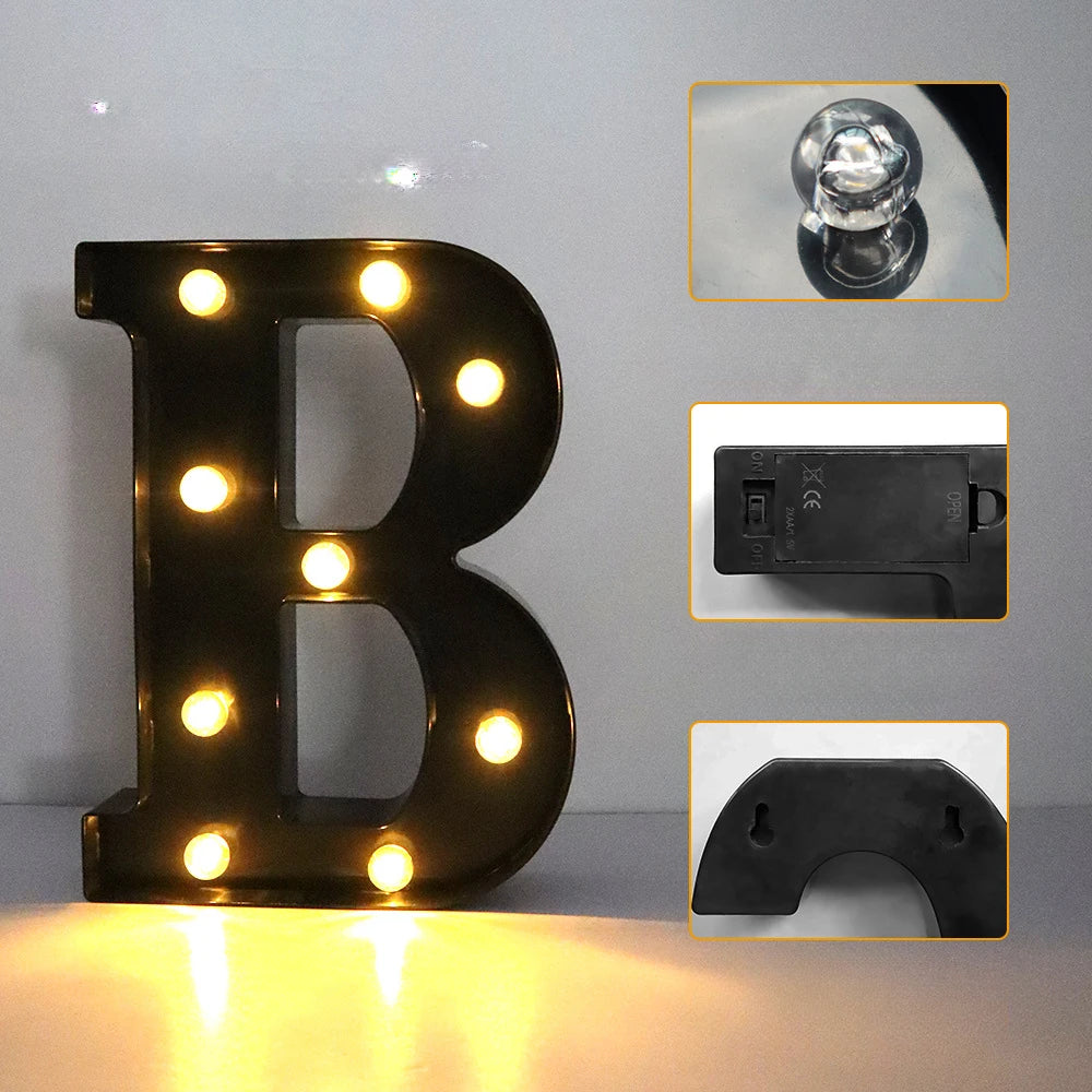 22cm LED Alphabet and Number Lights – Black Letter Decor - candletown.net