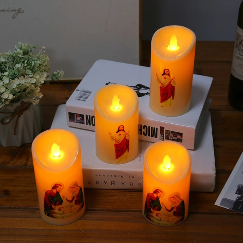 Flameless Jesus Christ LED Candle Lamp – Perfect for Easter & Religious Celebrations - candletown.net