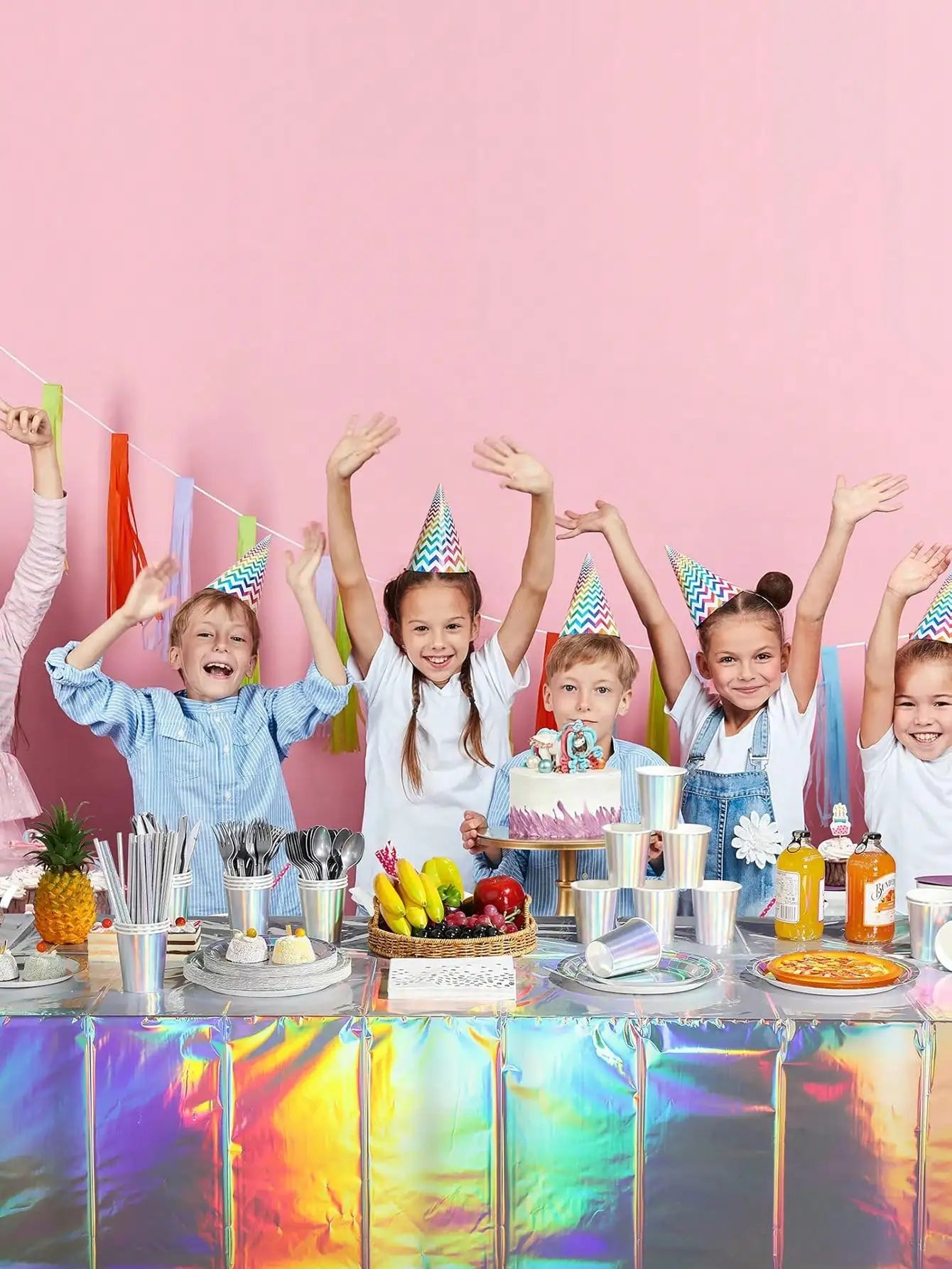 Rainbow Holographic Party Tableware Set