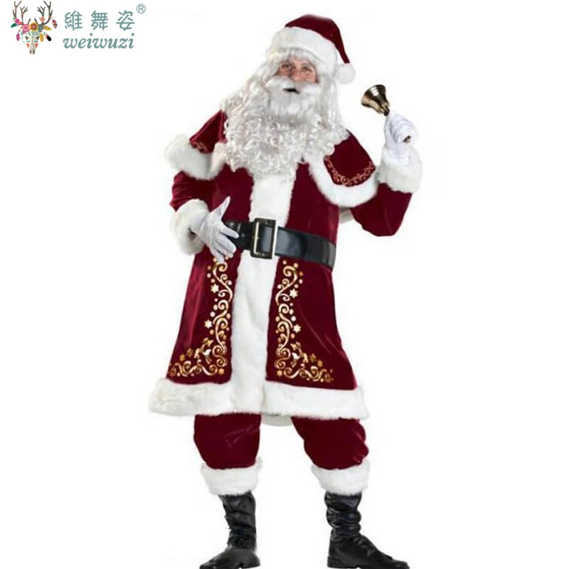 Santa Claus costume with decorative elements on a white background