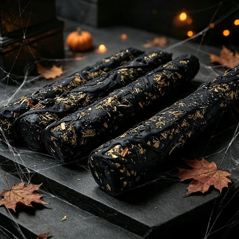 Black & Gold Drip Taper Candles – 6-Piece Gothic Candle Set - candletown.net