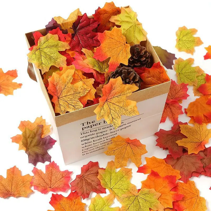 Artificial Maple Leaves – Halloween Decoration Set (50–200pcs) - candletown.net
