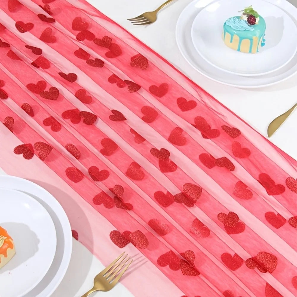 Red Heart Mesh Table Runner - candletown.net