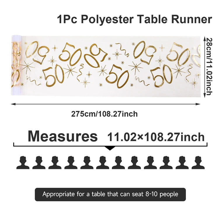 Birthday Table Runner – Gold, Silver & Black - candletown.net