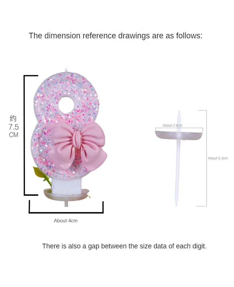 Pink Bow Number Candle – Elegant Cake Topper for Birthdays & Celebrations - candletown.net