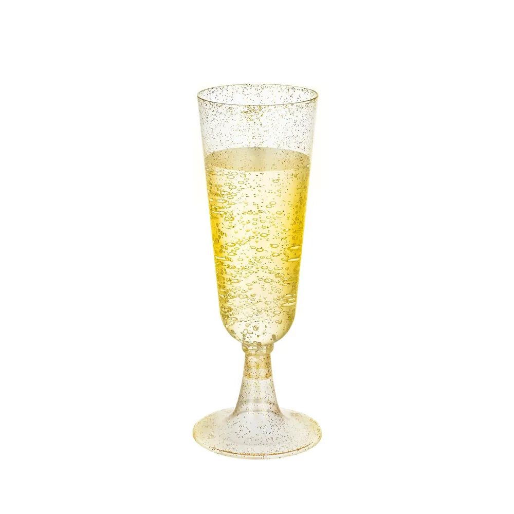 Disposable Champagne Glasses with Gold Rim - candletown.net