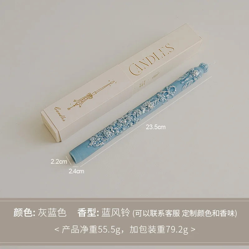 Embossed Long Taper Candle – Handcrafted Decorative Elegance - candletown.net