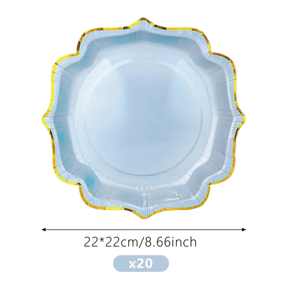 Dusty Blue Gold Rim Party Plates Set