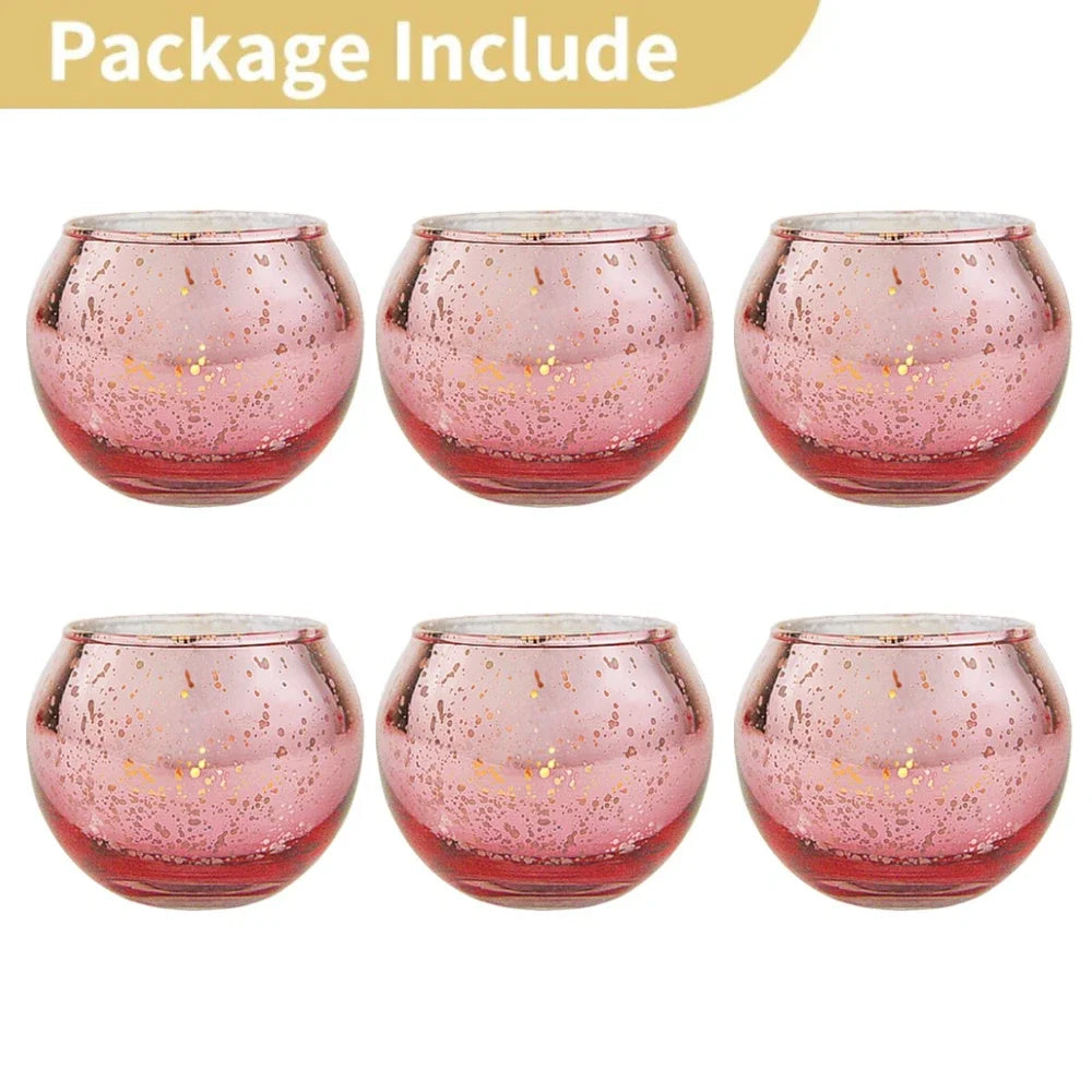 Reflective Glass Votive Candle Holders (Set of 6 or 12)