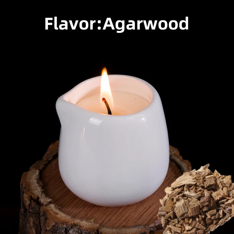 1pc Amber Vanilla massage essential oil candle, coconut wax, heating, body open back SPA romantic holder home decor valentines - candletown.net