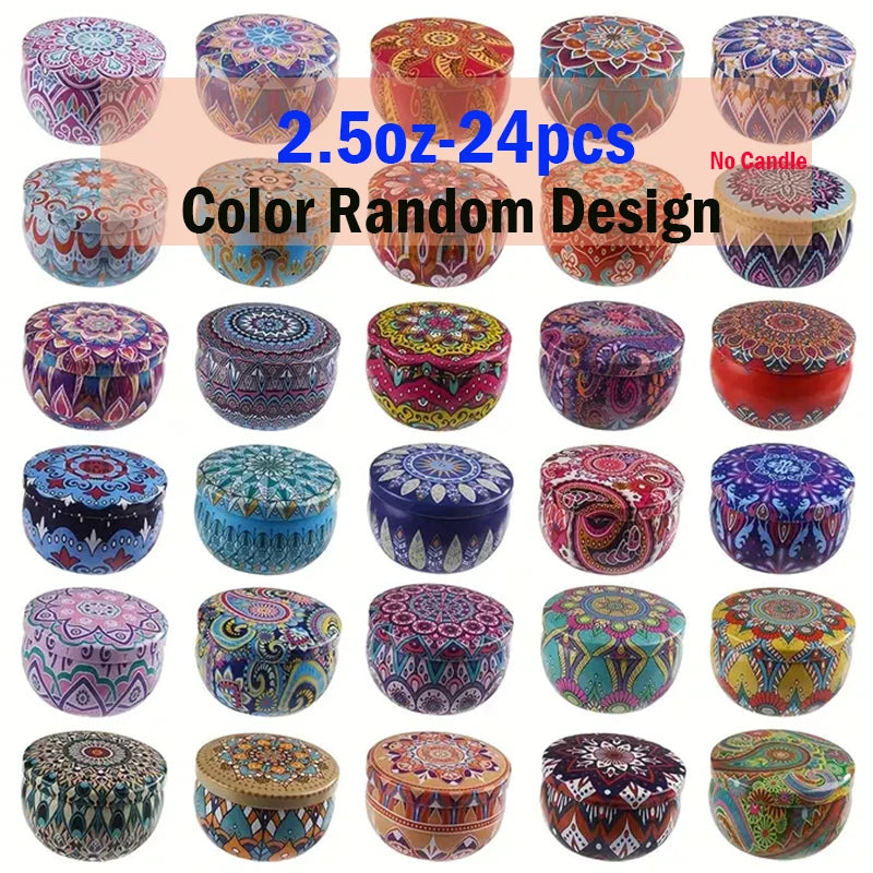 Printed Tin Candle Jars 2.5oz, Lids, Circle Heart or Butterfly - candletown.net