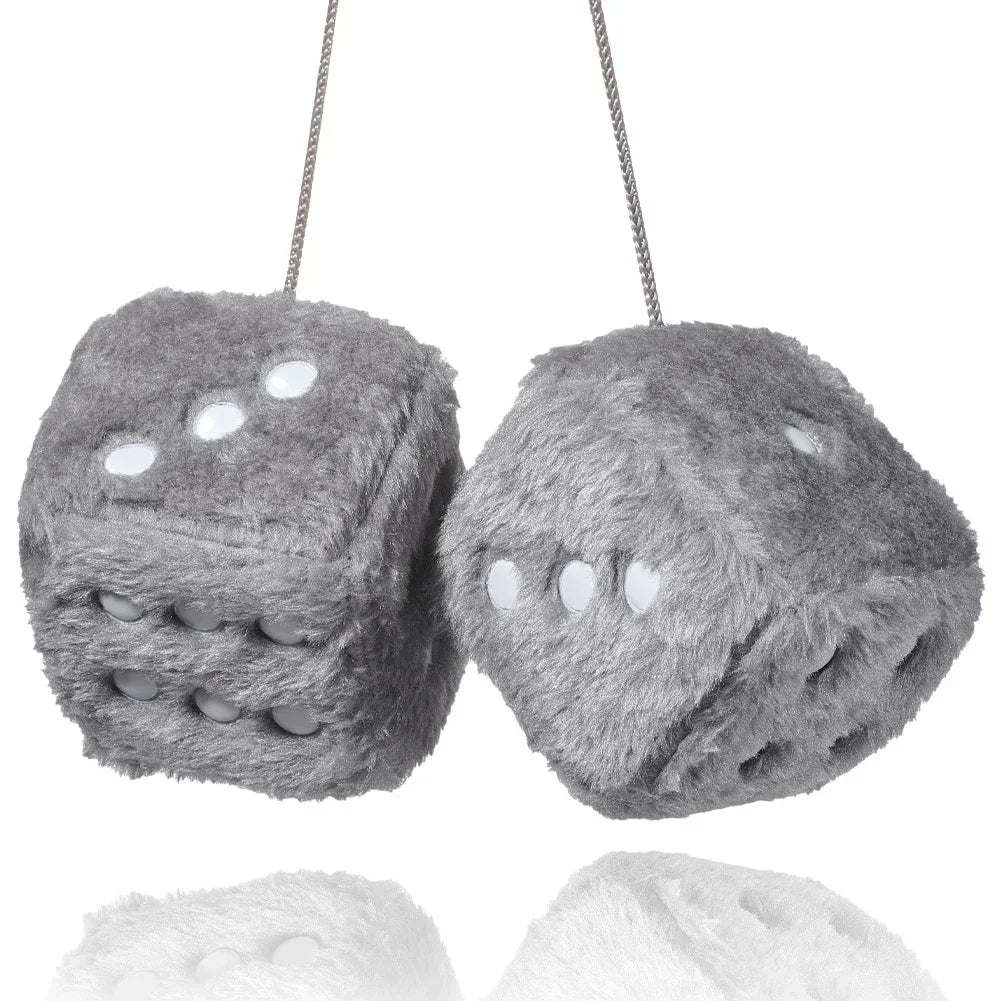 Retro 90s Fuzzy Dice – Plush Hanging Car Mirror Dice - candletown.net