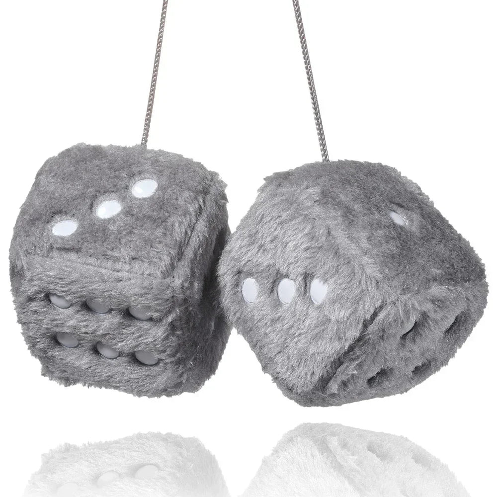 Retro 90s Fuzzy Dice – Plush Hanging Car Mirror Dice - candletown.net