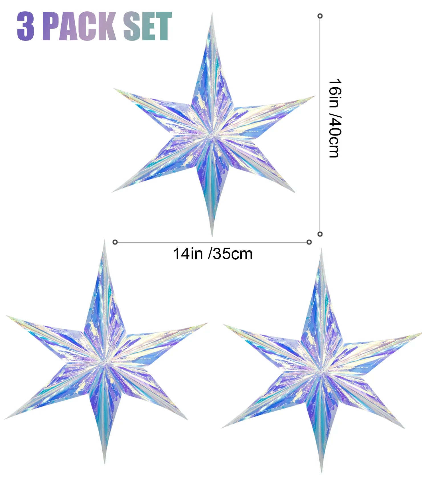Iridescent 3D Christmas Ornament – Star, Ball, Garland or Snowflake