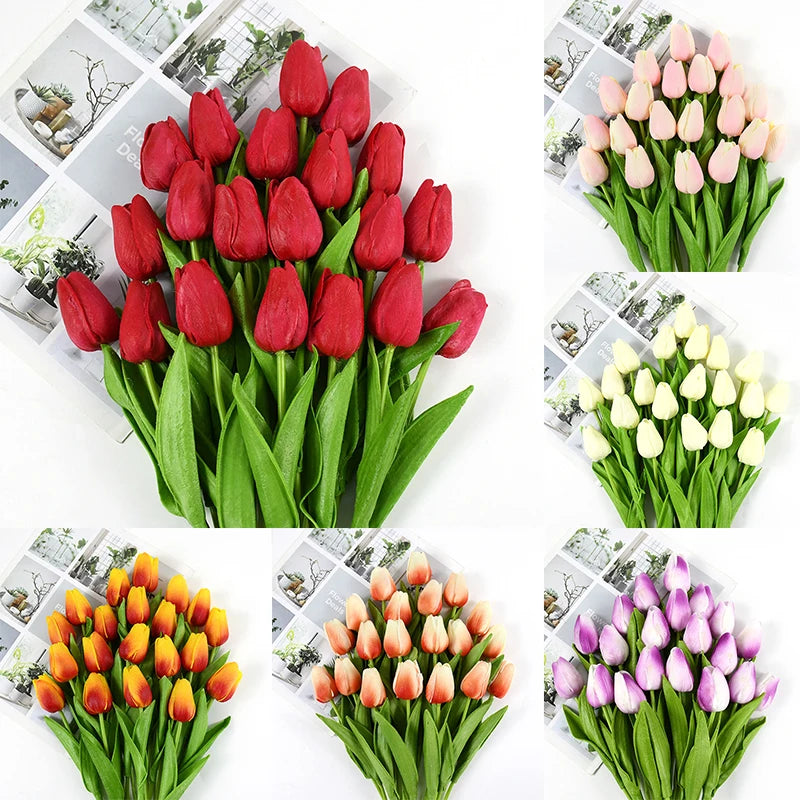 10pcs Tulip Artificial Flowers – Lifelike & Elegant Decor - candletown.net