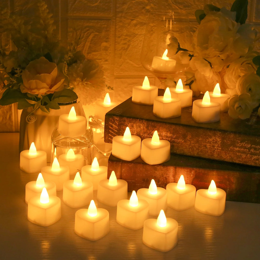 24-Pack Flickering LED Tea Light Candles – Remote & Flameless Decor - candletown.net