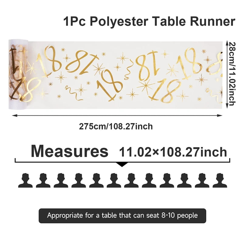 Birthday Table Runner – Gold, Silver & Black - candletown.net