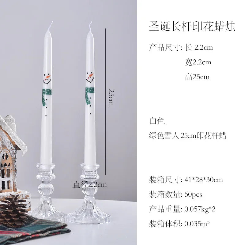 2 pcs 7.5” Christmas Taper Candles – Elegant Holiday Design - candletown.net