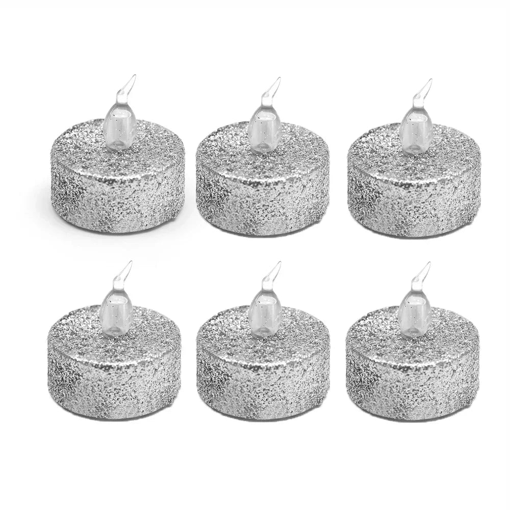 Gold or Silver Glitter LED Flameless Tealight Candles – 3/6/12pcs Set - candletown.net