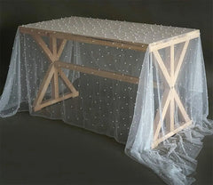 White Pearl Table Runner – Lace Tulle Wedding Decor - candletown.net