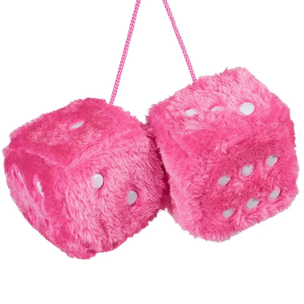 Retro 90s Fuzzy Dice – Plush Hanging Car Mirror Dice - candletown.net