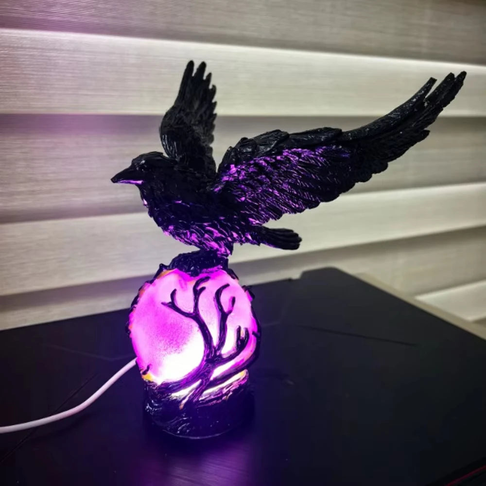 Raven Moonlight Gothic LED Table Lamp – Purple Orb Light - candletown.net