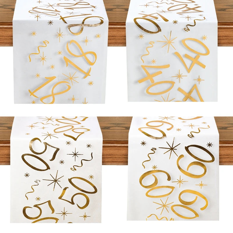 Birthday Table Runner – Gold, Silver & Black - candletown.net