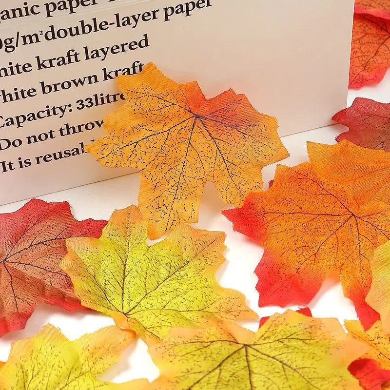 Artificial Maple Leaves – Halloween Decoration Set (50–200pcs) - candletown.net