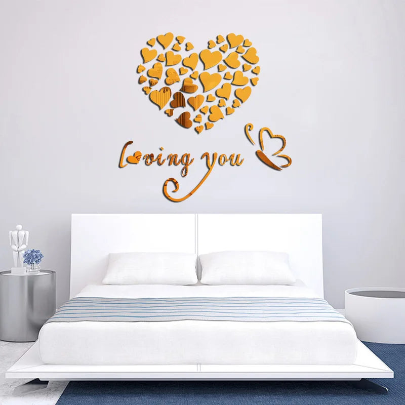 DIY Love Heart Acrylic Wall Stickers – 3D Mirror Decor - candletown.net