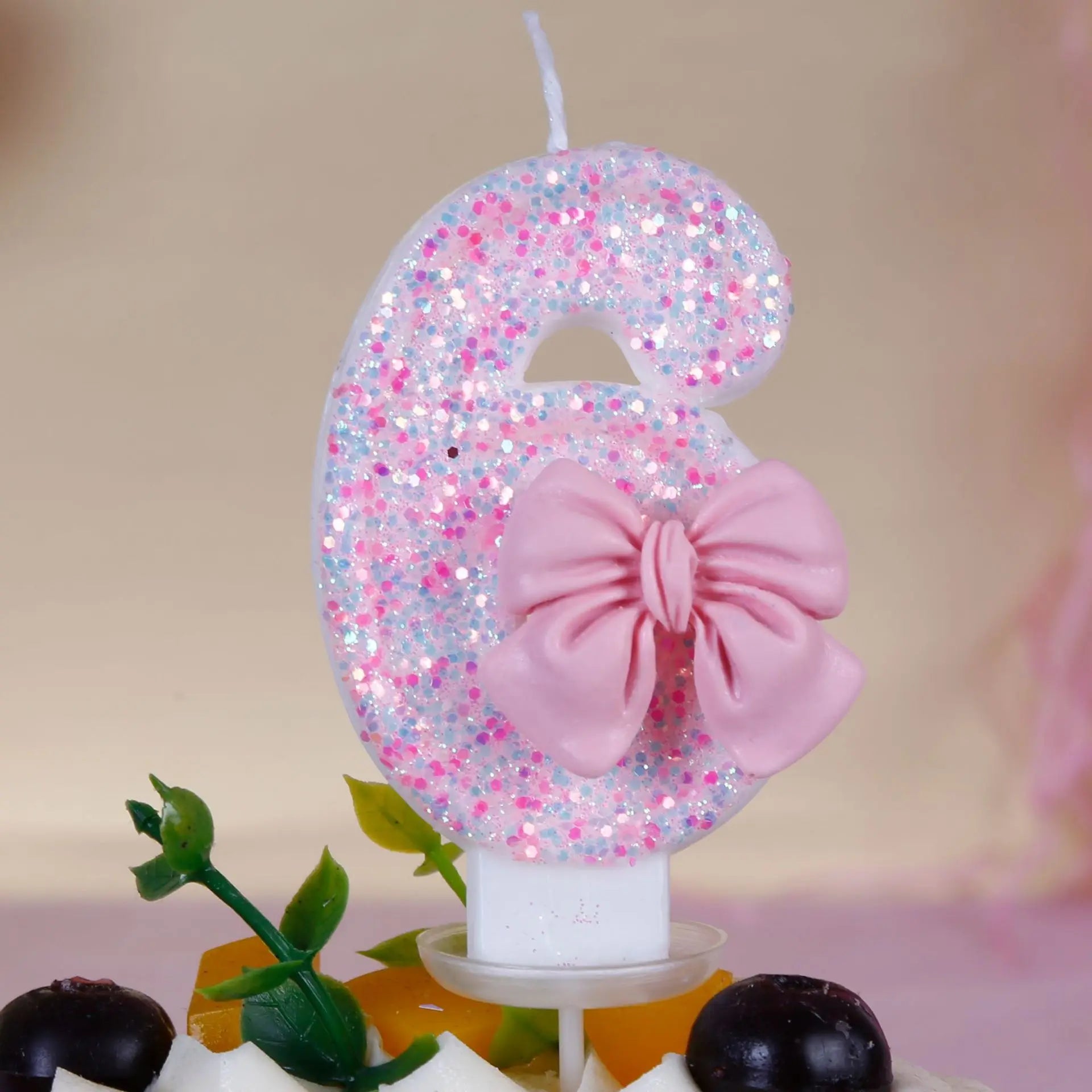 Pink Bow Number Candle – Elegant Cake Topper for Birthdays & Celebrations - candletown.net