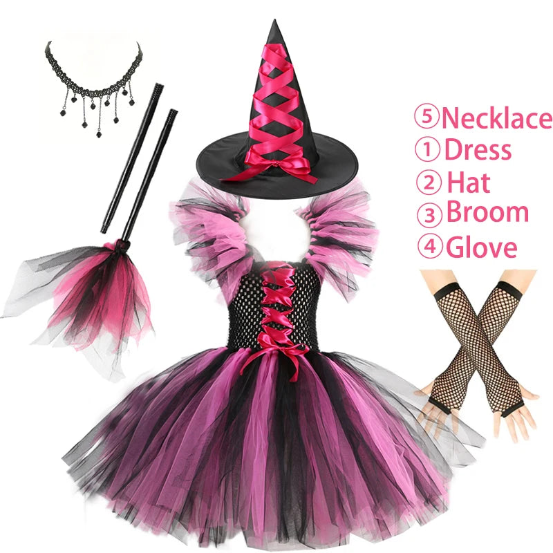 Kids Witch Costume – Hat, Broom & Accessory Options (Multicolor) - candletown.net
