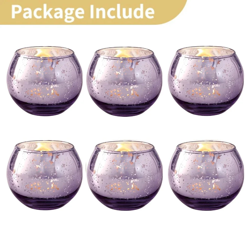 Reflective Glass Votive Candle Holders (Set of 6 or 12)
