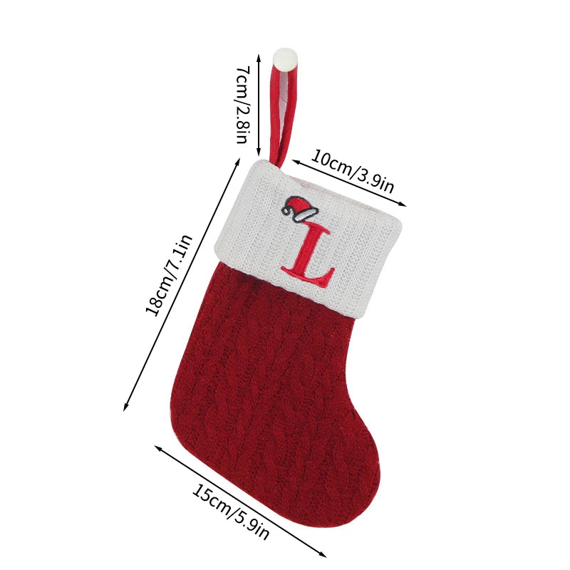 Christmas Knitted Stocking with Letter Design - candletown.net