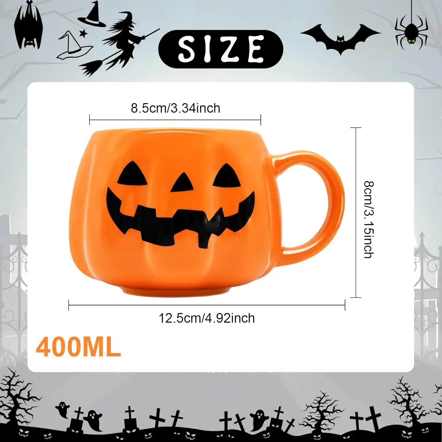 Halloween Kurpitsamuki – 4 dl Keraaminen Kahvimuki