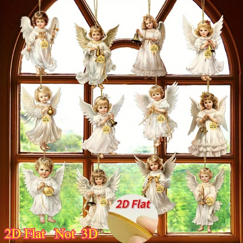 12pcs Vintage Christmas Angel Wooden Pendants - candletown.net