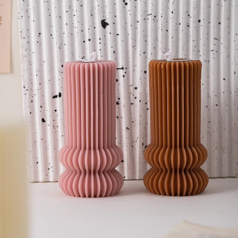 Geometric Pillar Candle – Sculpted Table Candle