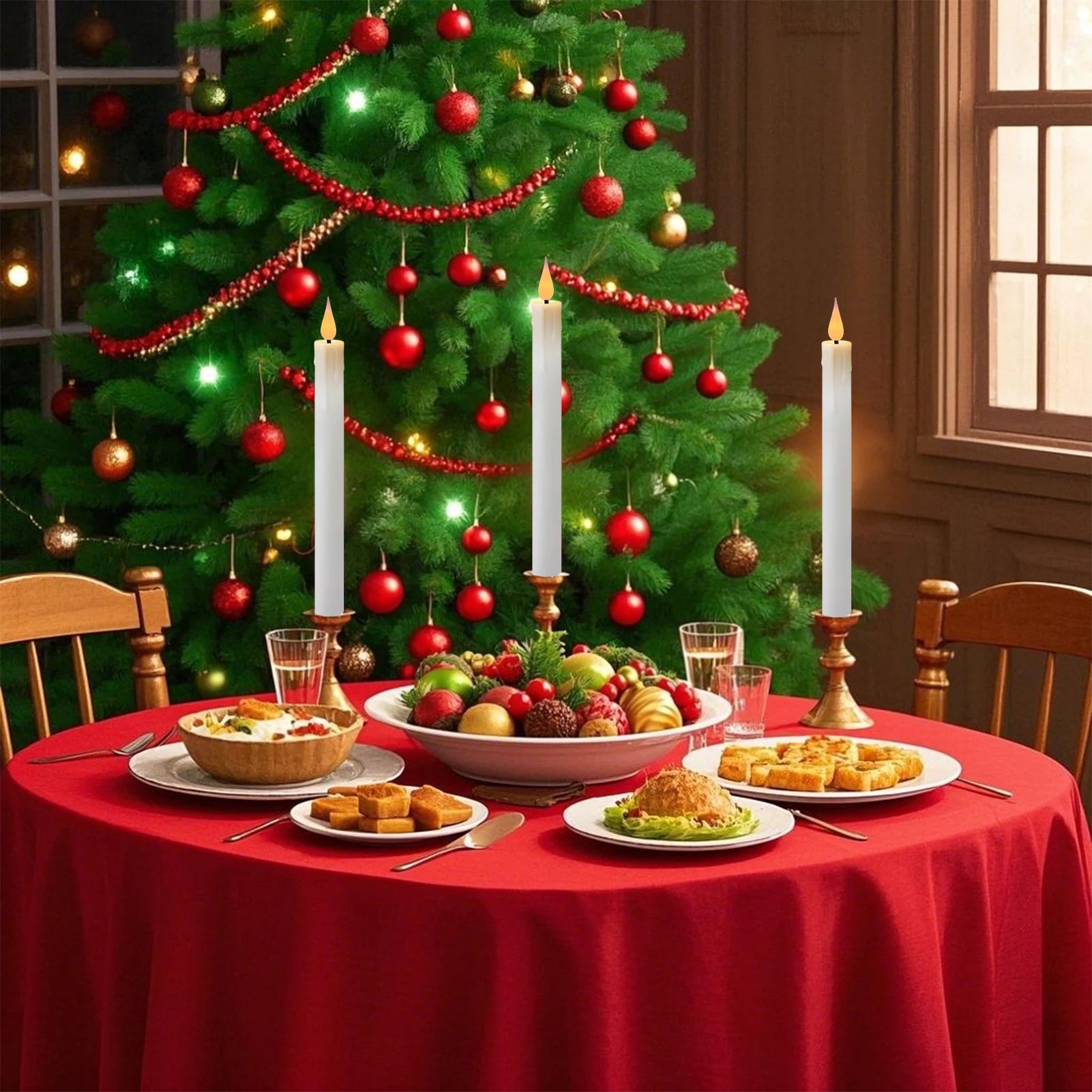 6Pcs Flameless LED Taper Candle Set with Timer and Holders - candletown.net