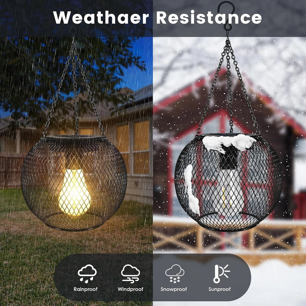 Outdoor Solar Grid Lantern – Waterproof Hanging Lamp - candletown.net